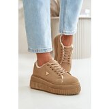 Boto Women's Insulated Sneakers On Chunky Sole With Gold Detail Brown Lotira | Shoptok.si