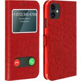 AVIZAR Zašcitna torbica z dvojnim oknom, teksturiran ucinek - rdeca str. Apple iPhone 11, (20600285) | Shoptok.si