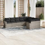 vidaXL 9-dijelni set vrtnih sofa od poliratana s jastucima svjetlosivi | shoptok.hr