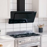  Zidna napa 90 cm od nehrđajućeg čelika i kaljenog stakla crna | shoptok.hr