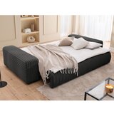 Ropez Temno siva raztegljiva/s prostorom za shranjevanje sedežna garnitura iz rebrastega žameta 260 cm Justin – | Shoptok.si