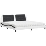 vidaXL Postelja z vzmetnico bela in črna 200x200 cm umetno usnje, (21143011) | Shoptok.si