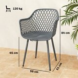  Set od 4 plastične vrtne stolice s naslonima UV otporne 56x51x84 cm tamno sive | shoptok.hr