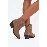Boto Slip-on Women's Cowboy Boots Made of Natural Suede Beige Beretta | ePonuda.com