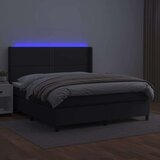  Krevet box spring s madracem LED crni 160x200cm od umjetne kože | shoptok.hr