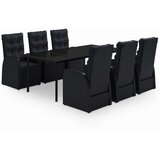  7-dijelni vrtni blagovaonski set s jastucima crni | shoptok.hr
