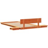  Krevetna podloga s noćnim ormarićima Vosak smeđa 80x200cm Čvrsto drvo | shoptok.hr