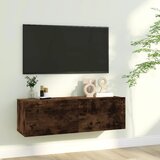 The Living Store Stenska TV omarica dimljeni hrast 100x30x30 cm konstruiran les - Stenska TV Omarica, (21374752) Cene