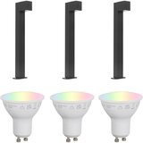 QAZQA Set van 3 smart staande buitenlampen zwart 65cm IP44 - Baleno | Shoptok.si