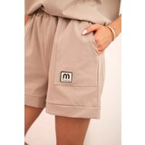 Kesi Włoski Women's punto set with short sleeves and loose shorts camel | Shoptok.si