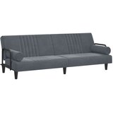vidaXL Raztegljiv kavč z naslonjali za roke temno sivo žamet | Shoptok.si