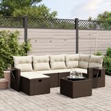 Maison Chic Seti vrtnega pohištva - Vrtna garnitura - Vrtni pohištvo set 7-delna z blazinami rjav poli ratan, (21803115) | Shoptok.si