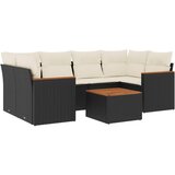  7-dijelni set vrtnih sofa od poliratana s jastucima crni Slike