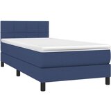  Box spring postelja z vzmetnico moder 90x200 cm blago, (20894618) | Shoptok.si