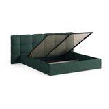 Micadoni Temno zelena oblazinjena zakonska postelja s prostorom za shranjevanje z letvenim dnom 140x200 cm Eric – | Shoptok.si