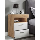 MID.YOU NOČNA OMARICA, bela, medeni hrast | Shoptok.si