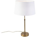 QAZQA Bronasta namizna svetilka s platnenim odtenkom bela 35cm - Parte Cene