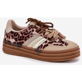 Boto Women's Platform Sneakers With Double Lacing Leopard Beige Niteria | shoptok.hr