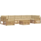  Set vanjskih sofa 8 kom. Bijela i bež Čvrsto drvo akacije | Shoptok.si