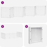vidaXL Ograda za pse z vrati zložljiva 8 panelov bela 640 cm les | Shoptok.si