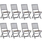 vidaXL zložljivi zunanji stoli 8 kosov z blazinami trden akacijev les | Shoptok.si