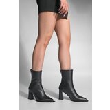 Marjin Women's Heeled Boots Pointed Toe Zipper At The Back Thick Heels Kikas Black. | Shoptok.si