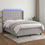  Krevet box spring s madracem LED svjetlosivi 140x200 cm tkanina Cijene