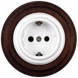  Elhard - Keramička retro kućna utičnica sa okvirom SCHUKO 230V bela/tamno drvo | Eponuda.com
