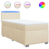 vidaXL Box spring postelja z vzmetnico krem 80x200 cm blago | Shoptok.si