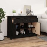 vidaXL Komoda črna 100x35x74,5 cm trdna borovina | Shoptok.si