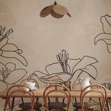  Foto tapeta - Sketch of nature - minimalist lineart with lily flowers on a beige background 400x280 | shoptok.hr