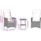 vidaXL 3-dijelni bistro set s jastucima crni od poliratana | shoptok.hr