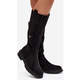 Boto Women's Insulated Flat Heel Boots Eco Suede Black Delyssa | shoptok.hr