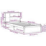 vidaXL Krevet s regalom za knjige bez madraca 75x190 cm borovina | shoptok.hr