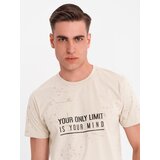 Ombre Men's T-shirt with print and round neckline - cream | shoptok.hr