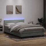 vidaXL Box spring postelja z vzmetnico svetlo siva 160x210 cm žamet | Shoptok.si