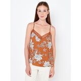 Camaieu Brown Flowered Top - Women | shoptok.hr