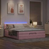  Otomanski posteljni okvir z vzmetnicami roza 200x200cm žamet, (22053216) | Shoptok.si