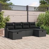 vidaXL set od 6 komada vrtnih sofa s jastučićima crni poli ratan, 2-sjedalna vrtna sofa s jastučićima crni poli ratan Cijene