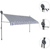Tenda na ručno uvlačenje s LED svjetlima 350 cm plavo-bijela | shoptok.hr