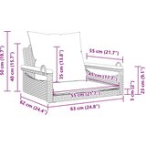  Klupa za ljuljanje s jastucima crna 63x62x40 cm od poliratana - Crna 63 x 62 x 40 cm 1 Nasloni za ruke okruglog dizajna | shoptok.hr