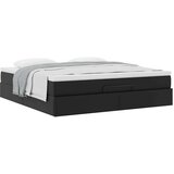 vidaXL Otomanski posteljni okvir z vzmetnico črn 180x200 cm um. usnje | Shoptok.si