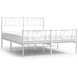  Metalni okvir kreveta uzglavlje i podnožje bijeli 150 x 200 cm | shoptok.hr