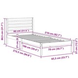  Krevetna konstrukcija Bijelo 80 x 210 cm Čvrsto borovo drvo | shoptok.hr