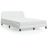 vidaXL Postelja z vzmetnico bela 140x190 cm umetno usnje | Shoptok.si