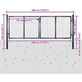  Mrežasta vrtna vrata od pocinčanog čelika 300x100 cm siva | shoptok.hr