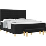 Box Vzmetna postelja z vzmetnico in klopjo Črna 180 x 200 cm Tkanina, (22083366) | Shoptok.si