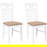 vidaXL Jedilni stoli z blazinami 2 kosa bele masivne lesene gume | Shoptok.si