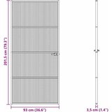  Vrata za dom 93 x 201,5 x 3,5 cm Aluminij i kaljeno staklo | shoptok.hr