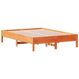  The Living Store Posteljni okvir brez vzmetnice voščeno rjav 140x190 cm borovina - Posteljni Okvir, (21497914) | Shoptok.si